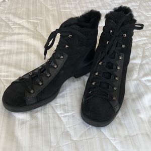 Aquatalia lace up waterproof faux fur lined boots